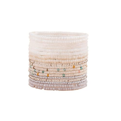 18Pcs Boho Stackable Beaded Bracelets for Women Colorful Handmade Multilayered Rice Beads Anklets Set Summer Beach Bohemian Jewelry Gift - color: Style 1 White