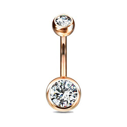 14GA Surgical Steel & Synthetic Opal Resin Belly Button Rings for Women | 3/8" Length, 5mm x 8mm Ball, Classic Look, Super High Quality - style: Titanium 5pcs Gold, Rose Gold, Steel, Black, Rainbow