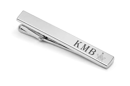 Personalized Silver Tie Clip For Freemasons Engraved Free - Custom Masonic Gift - Mason Tie Bar | Free Engraving - Ships From USA