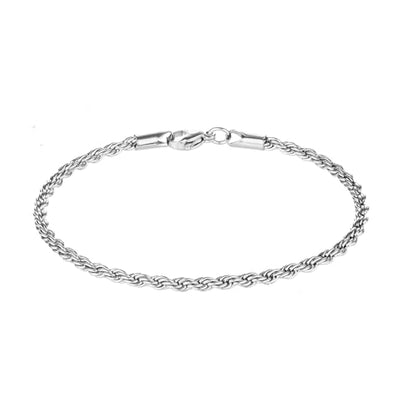 kelistom 18K Gold Silver Tone Rope Link Chain Bracelet for Women Men, 3mm 4mm Braided Rope Chain Bracelets, 7” 7.5” 8.3”, - size: 7.0", style: 3mm-silver