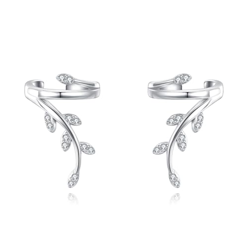 Celtic Knot/Celtic Knot/Bat/Filigree Viking Earrings 925 Sterling Silver Non Piercing Ear Cuff Earrings Cool Earring Cuff for Women Men - color: Leaf Ear Cuff