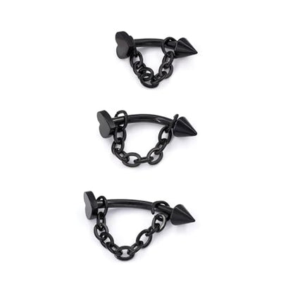 3 Pcs 316L Stainless Steel 16G Tragus Helix Rook Piercing Jewelry with Chain, Cartilage Earrings for Women, Belly Button Ring Vertical Labret Lip Piercing Jewelry - color: Black, size: Heart