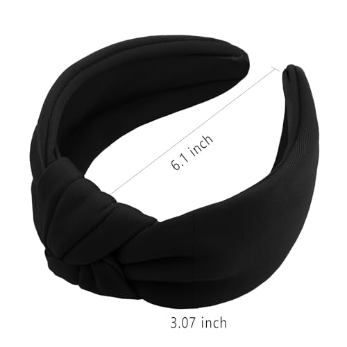 YISSION Black Knotted Headband Wide Headbands for Women Non Slip Head Band Fashion Top Knot Hairband Hair Accessories for Women Girls - color: Black
