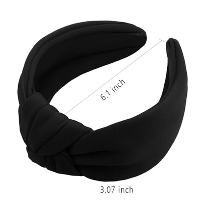 YISSION Black Knotted Headband Wide Headbands for Women Non Slip Head Band Fashion Top Knot Hairband Hair Accessories for Women Girls - color: Black