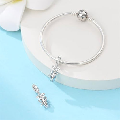 925 Sterling Silver Bead Charm for Pandora Bracelets and Necklaces,Pink Bow Cherry Butterfly Blue Ocean Pendant Bead Charms Jewelry Present Valentines Gifts for Wife/Girlfriend Women - style: Blue Ballet Shoe Charm