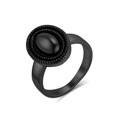 Polished Stainless Steel Signet Ring with 18MM Wide Oval for Women - color: Black