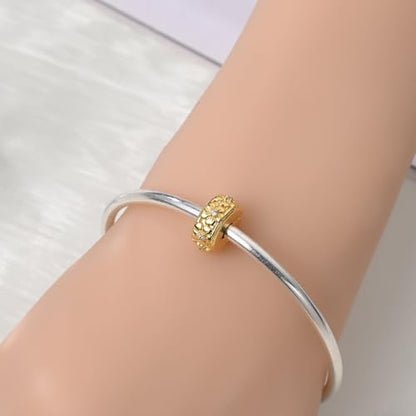 Charm for Bracelets and Necklaces Heart Cat Flower Boy 925 Sterling Silver Bead Birthday Jewelry Gift for Women - color: Gold Flowers Clip Charm
