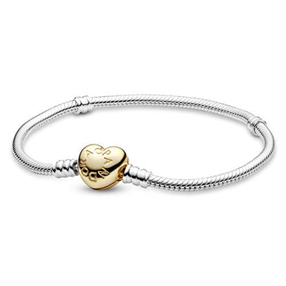 PANDORA Moments Heart Clasp Snake Chain Bracelet - color: Gold