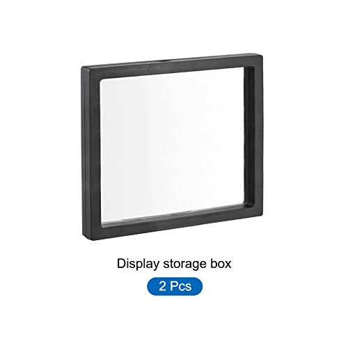 MECCANIXITY Floating Frame Display Holder Stand 3D Jewelry Display Box 5.51 x 5.51 x 0.79 inch Black for Ring Necklace Bracelet Earring Pack of 2 - color: Black, size: 5.51 x 5.51 x 0.79 inch