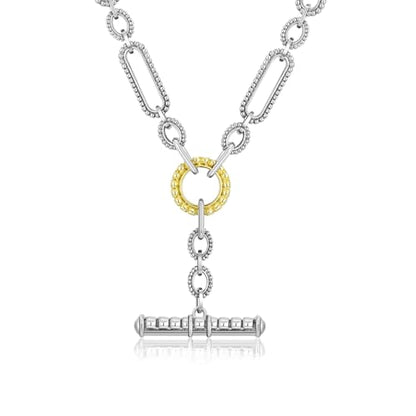 Two Tone Wire Necklace Gold and Silver Link Chain Adjustable 18K Gold Plated Twist Vintage Classic Jewelry - style: Golden Circle - Silver 1