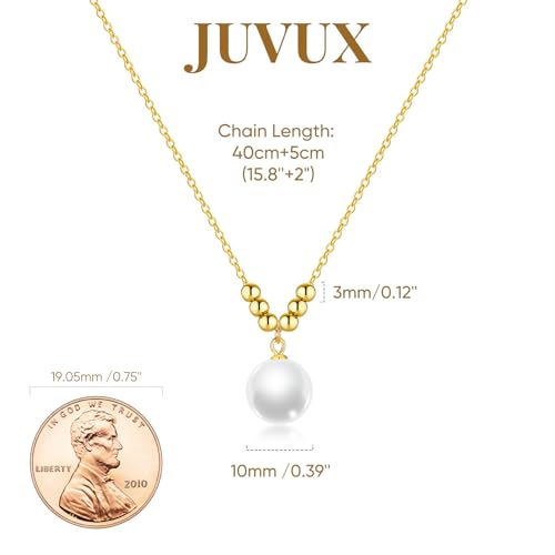 Pearl Necklace for Women 925 Sterling Silver Single Pearl Jewelry with Shell Pearl Pendant - Dainty Choker Necklace Suitable for Anniversary, Wedding, Birthday Gifts - color: Bead Gold
