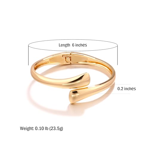 Elegance 11 designs Gold Plated Cuff Bangle Bracelets For Women Trendy Hinged Cuff Open Wide Chunky Gold Bracelet Minimalist Bangle Jewelry Gift - color: Gold Teardrop