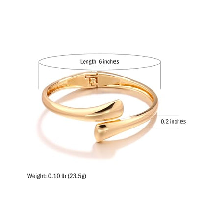 Elegance 11 designs Gold Plated Cuff Bangle Bracelets For Women Trendy Hinged Cuff Open Wide Chunky Gold Bracelet Minimalist Bangle Jewelry Gift - color: Gold Teardrop