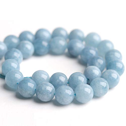 Natural Stone Beads Aquamarine 10mm Polished Round Smooth Gemstone Beads for Jewelry Making 15 Inch(Aquamarine,10mm) - color: Aquamarine, size: 10mm