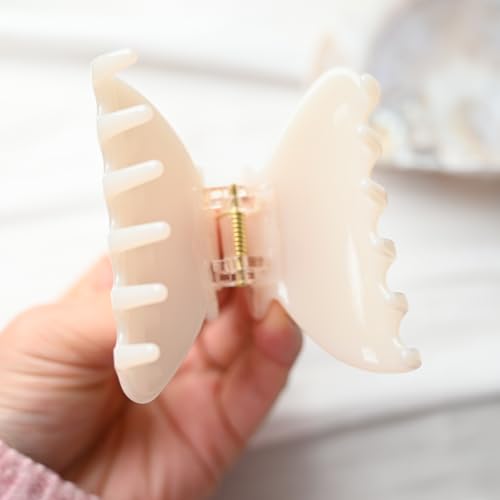 Handmade Celluloid Acetate French Design Barrettes Tortoise Shell Claws Hair Claw Luxury Fashion Accessories Hair Clip for Women (cream white) - color: cream white