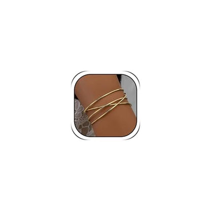 Harry and Henry Arm Cuff Gold Upper Arm Jewelry for Women Adjustable Open Cuff Bangle Bracelets Armband Jewelry Summer Outfits for Women 2026 - color: B:Gold multilayer open arm cuff bracelet