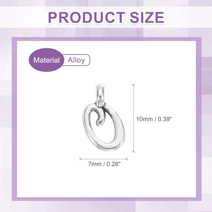 uxcell A-Z Alphabet Charm, Metal Alphabet Letter Charm Initial Charm Pendant Bead for Necklaces Bracelets Jewelry Making Craft - color: Silver O
