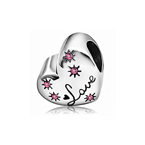 KunBead January-December Birthstone Footprint Heart Birthday Love Bead Charms Compatible with Pandora Bracelet for Mom Daughter Grandma Granddaughter - color: October