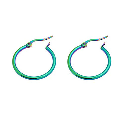 Rounded Hoops Earrings (20mm-60mm Diameter) - color: Rainbow 20mm