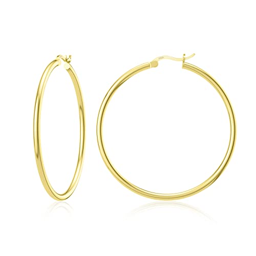 JIAYIQI Sterling Silver Hoop Earrings 18K White Gold Plated Silver Circle Endless Earrings Hoops Jewelry Lightweight Hoop Earring for Women Diameter 10,14,16,18,20,25,30,35,40,50,60mm - style: Gold-40mm