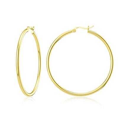 JIAYIQI Sterling Silver Hoop Earrings 18K White Gold Plated Silver Circle Endless Earrings Hoops Jewelry Lightweight Hoop Earring for Women Diameter 10,14,16,18,20,25,30,35,40,50,60mm - style: Gold-40mm