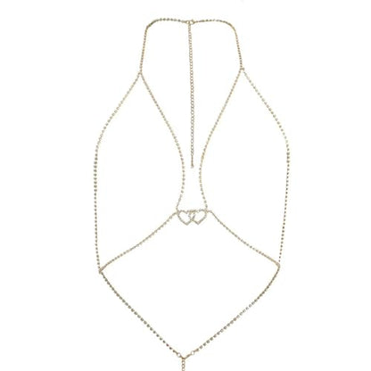 Body Chain Sexy Pure Desire Diamond Chest Chain Versatile Hanging Neck Love Body Chain Accessories Suitable for Women - style: gold