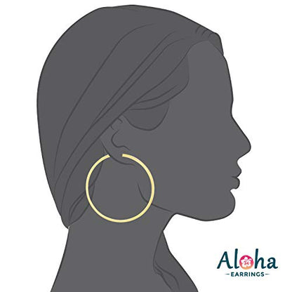 Clip On Spring Hoop Earrings for Non-Pierced Ears - color: Gold-Tone, size: 60mm