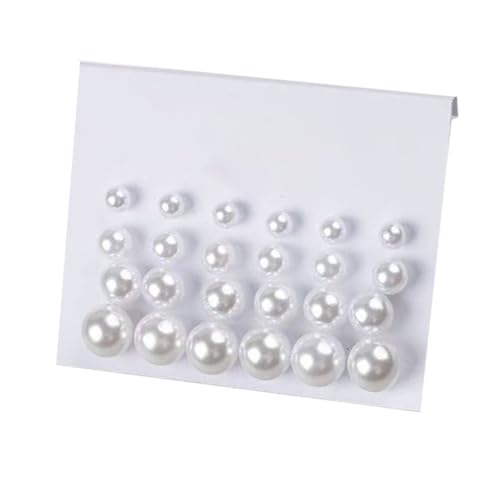 24 Pcs Pearl Earrings Studs for Women Ladies Hypoallergenic White Faux Simulated Pearl Rhinestone Earrings Stud Earrings Jewelry Set for Wedding Party - color: White