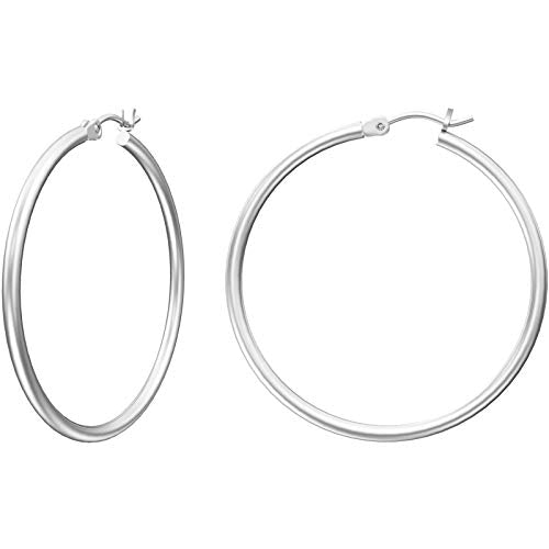 Gacimy Gold Hoop Earrings for Women 14K Real Gold Plated Hoops with 925 Sterling Silver Post - color: Silver, size: 30mm