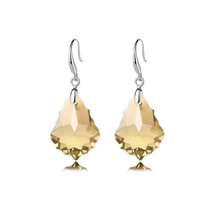 EVEVIC Austrian Crystal Baroque Teardrop Dangle Earrings for Women | 14K Gold-Plated,Hypoallergenic,Brilliant Facets,Fluid Movement,Easy-Wear Fishhook Fit,For Daily Wear And Special Occasions - color: Light Topaz