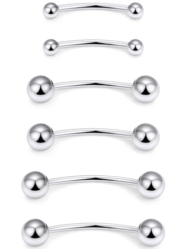 20g 18g 16g 14g Rook Piercing Jewelry Titanium Externally Threaded Curved Barbell Eyebrow Tragus Helix Conch Lobe Labret Earrings Lip Rings Body Piercing Jewelry For Women Men Ball Spike 6mm-19mm - size: 16G - 12/14/16mm Ball