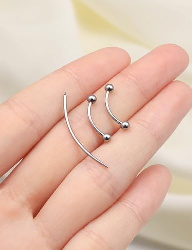 Eyebrow Piercing Jewelry F136 Titanium Internally & externally Threaded Curved Barbell Vertical Labret Lip Jewelry Ear Rook Navel Belly Button Ring Women Men 20g 18g 16g 6mm/8mm/10mm/12mm - color: 10mm 18G Internal Thread Titanium Ball Eyebrow Rings