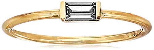 Amazon Essentials 18K Yellow Gold Plated Sterling Silver Cubic Zirconia Fashion Stackable Ring - color: White,April, size: 9