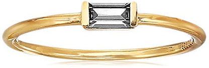 Amazon Essentials 18K Yellow Gold Plated Sterling Silver Cubic Zirconia Fashion Stackable Ring - color: White,April, size: 9