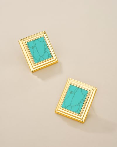 18K Gold Plated Burgundy Maroon Black Large Chunky Thin Ribbed Chamfered Square Geometric Dangle Stud Statement Earrings for Women by SNGIA , Big Tropical Button Bohemian Handmade Trendy Baroque Enamel Vacation Summer Chandelier Drop Jewelry Gifts, Rectan