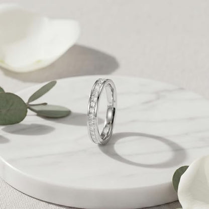 Minimalist & Romantic Single-Row Diamond Ring for Daily, Date & Wedding - color: White Gold