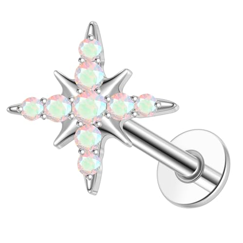 1pcs 16G 18G G23 Titanium Threadless Labret Studs Push-in Labret Lip Cluster Tragus Helix Conch Lobe Rook Cartilage Push Back Piercing Jewelry Earring - style: Style A-AB