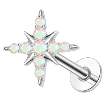1pcs 16G 18G G23 Titanium Threadless Labret Studs Push-in Labret Lip Cluster Tragus Helix Conch Lobe Rook Cartilage Push Back Piercing Jewelry Earring - style: Style A-AB
