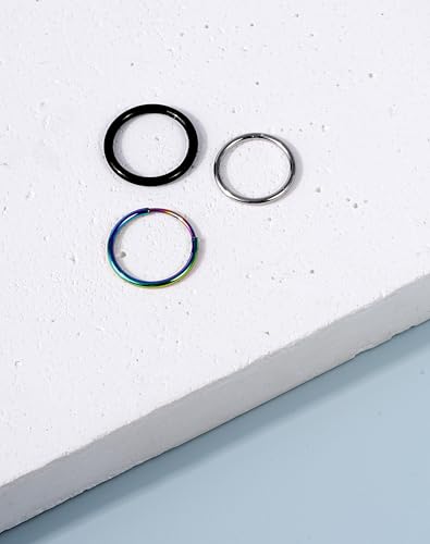 316L Stainless Steel Hoop Earrings, Hinged Segment Earrings Hoop, Cartilage Helix Conch Daith Septum Earrings Hoops - color: Black, size: 1.2*12mm