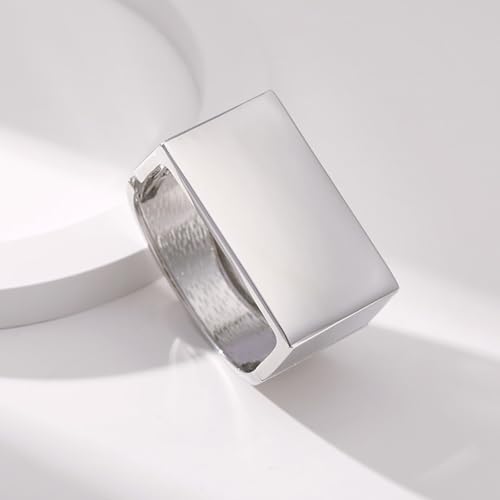 YBMYCM Wide Cuff Chunky Gold-Plated Open Bangle Bracelets for Women | Wrist gold Cuff Bracelets for Women as Gifts - color: silver
