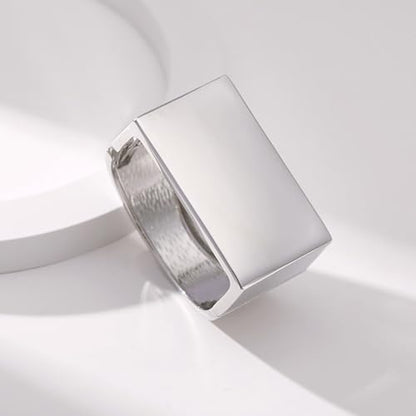 YBMYCM Wide Cuff Chunky Gold-Plated Open Bangle Bracelets for Women | Wrist gold Cuff Bracelets for Women as Gifts - color: silver