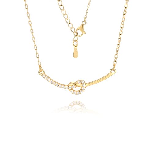 18K Gold Plated, Pt Plated Chain Necklace with Knot, Butterfly, Heart Pendant for Women, Delicate Minimalist Jewelry, 18-20 Inches - color: 18K Gold Knot