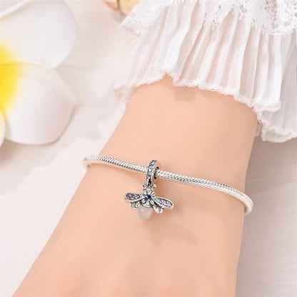 Pandach Animal Charm Bead fits Charms Bracelets for Woman-925 Sterling Silver Dangle Pendant Bead,Jewelry Beads Gifts for Women Bracelet&Necklace - style: Purple Firefly Pendant