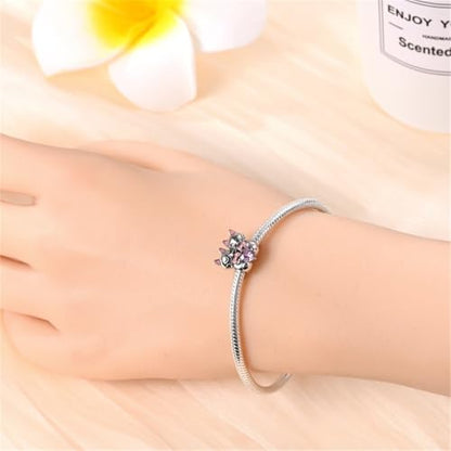 925 Silver Charm for Bracelets Animal Pet Insect Series Women Jewelry Gift - color: Pink Cat
