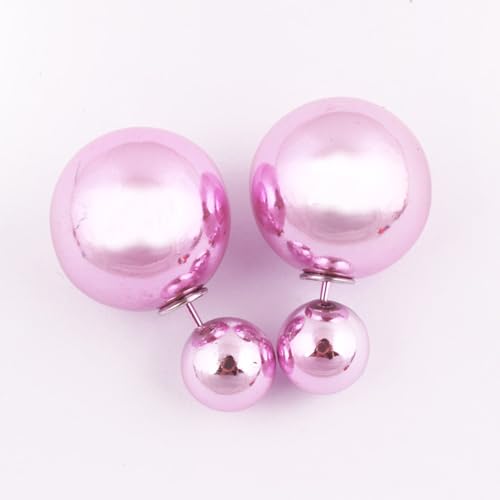 Double Sides Big Imitation Pearl Stud Earrings 11 Candy Colors Big Ball Earrings Women Party Ear Stud Jewelry