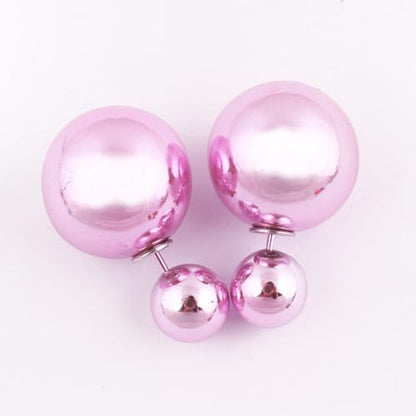 Double Sides Big Imitation Pearl Stud Earrings 11 Candy Colors Big Ball Earrings Women Party Ear Stud Jewelry
