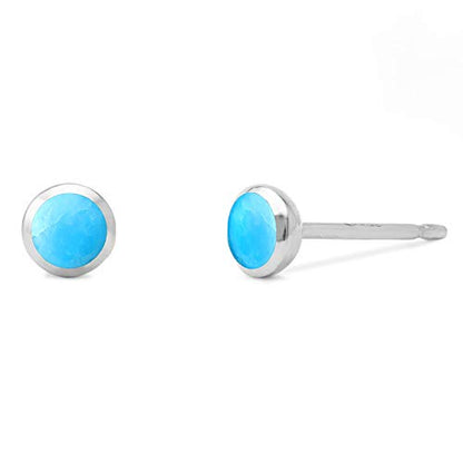 Boma Jewelry Sterling Silver Mini Circle Stud Earrings - color: Turquoise