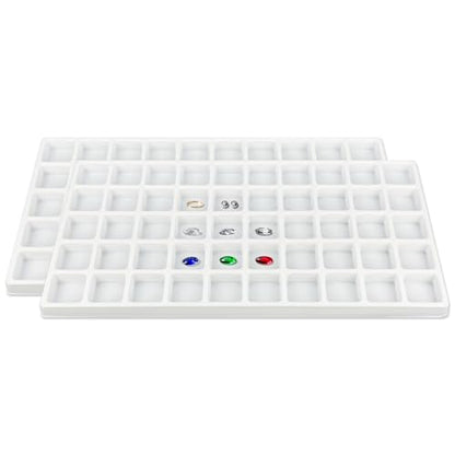 2-Pack 50-Compartments Flocked Velvet Jewelry Display Inserts - Tray/Case Liners - Ring Earrings Storage, (White) by The Display Guys - color: White, size: Compartments - 50
