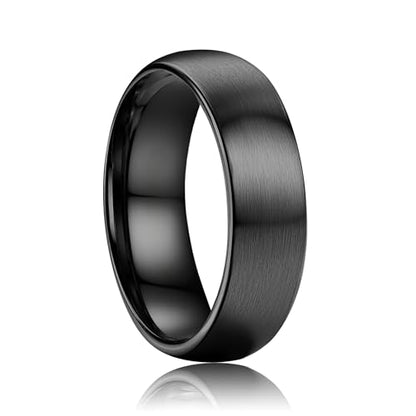 ORAZIO Stainless Steel Wedding Rings for Men Women 6mm 8mm Mens Wedding Band Sliver/Black/Gold Plated Brushed Matte Finish Surface High Polish Edge Mens Rings Engagement Promise Ring Comfort Fit 6-14 - color: Black-6MM