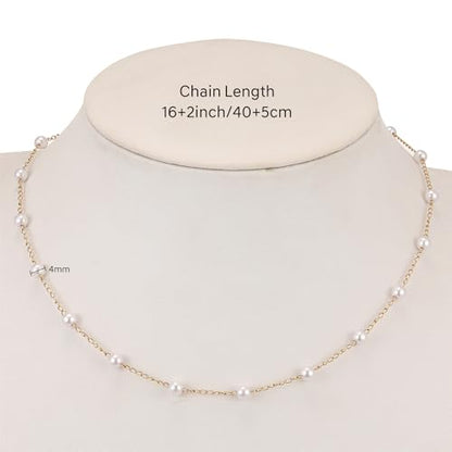 Dainty Pearl Necklace for Women Gold Plated Bridal Wedding Jewelry Trendy Cute Lariat Pearl Pendant Drop Charm Choker Stackable Necklace Gift for Women Mom Sister Daughter - color: I.Pearl Beads